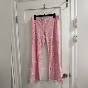 Y2K Just Jimmy (Jim Benton) Pink fleece duck print pajama pants (fair)